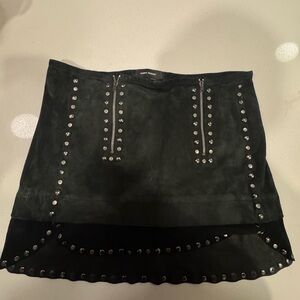 Black Studded Suede Skirt